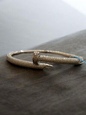 Sterling 925 Moissanite Pave Bangle Bracelet in Rose Gold